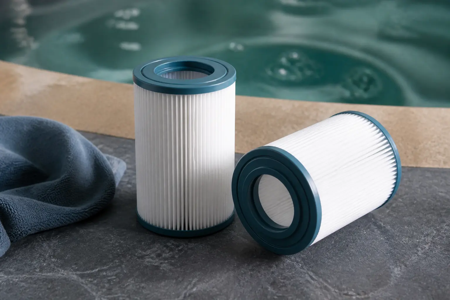 Illustrative Darstellung zum Ratgeberthema Whirlpool-Filter: Aufgabe, Pflege und Wechsel einordnen