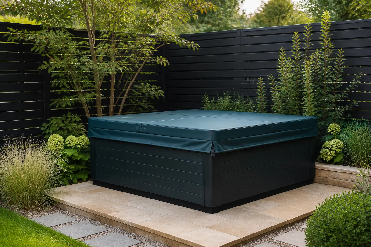 Illustrative Darstellung zum Ratgeberthema Whirlpool im Garten: Den passenden Platz vorbereiten