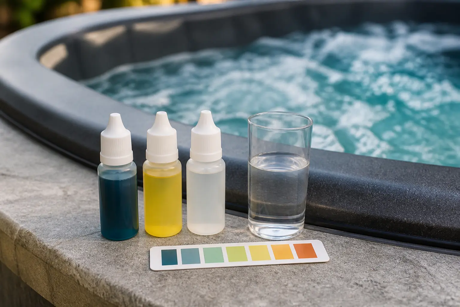 Illustrative Darstellung zum Ratgeberthema Whirlpool-Wasserpflege: Messen, dosieren und dokumentieren